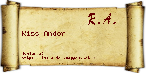 Riss Andor névjegykártya